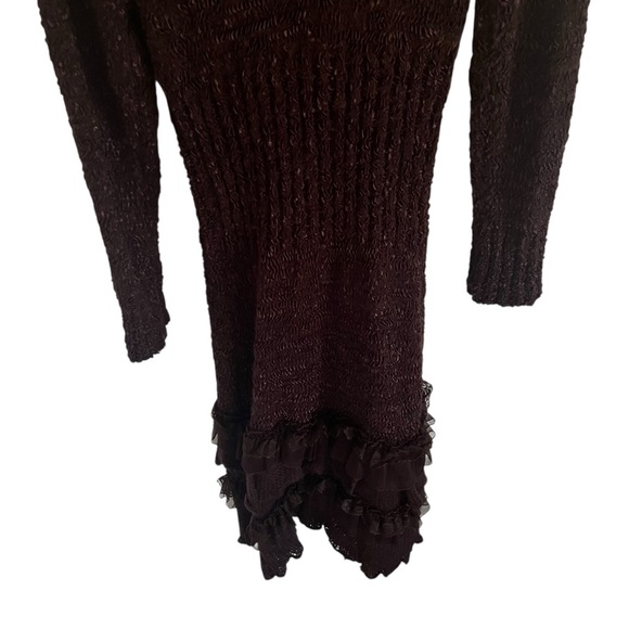 Pretty Angel Brown Long Ruffle Lace Cardigan Large - Picture 6 of 12